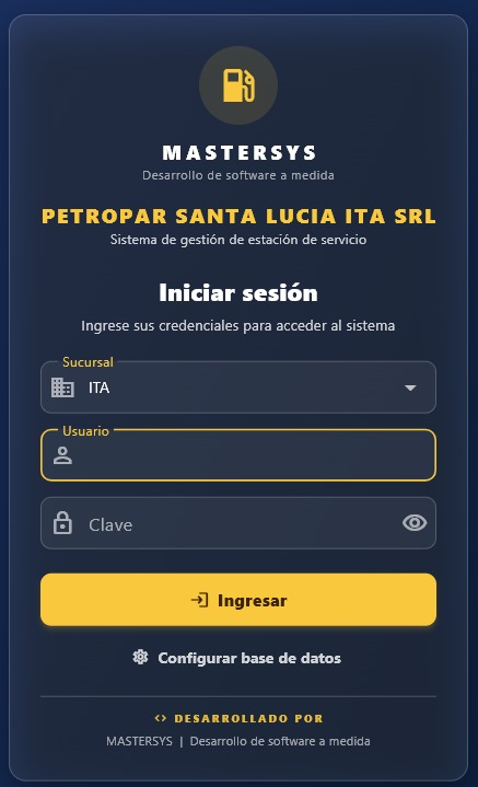 Acceso seguro al sistema de estación de servicio